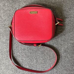 Kate‎ Spade New York Red Saffiano Leather Crossbody Bag Gold Hardware